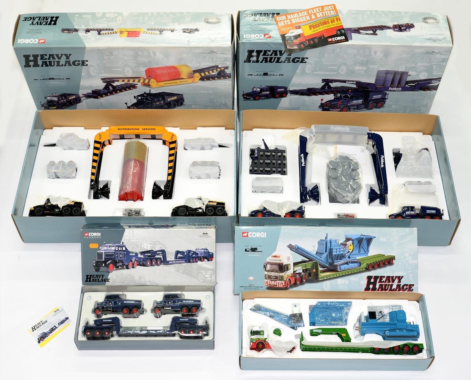 FOUR CORGI TOYS, ALL BOXED LARGE SCALE HEAVY HAULAGE MODELS, COMPRISING PICKFORDS, MAN KING