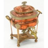A REGENCY BRASS MOUNTED COPPER TEA URN AND COVER, 43CM H