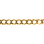 A GOLD FLAT CURB CHAIN, MARKED 585, 13.5G