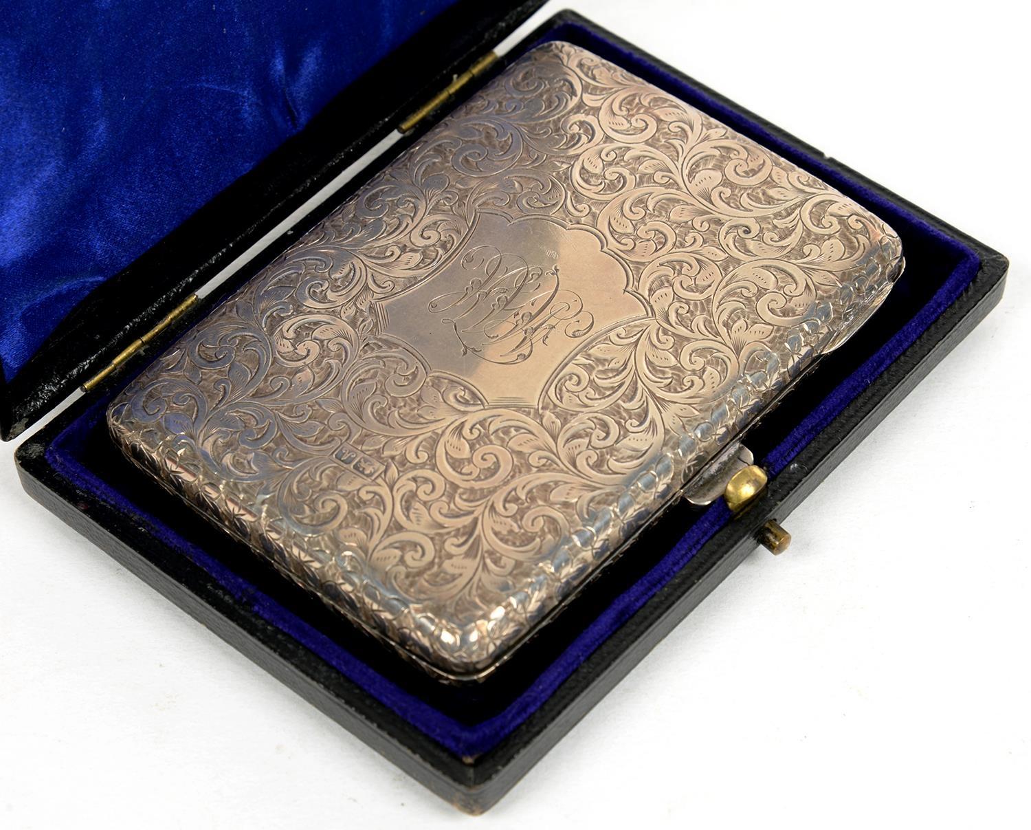 AN EDWARD VII SILVER AIDE MEMOIRE, 9.5 CM W, BY ROLASON BROTHERS, CHESTER 1901, CASED, 3OZS 6DWTS