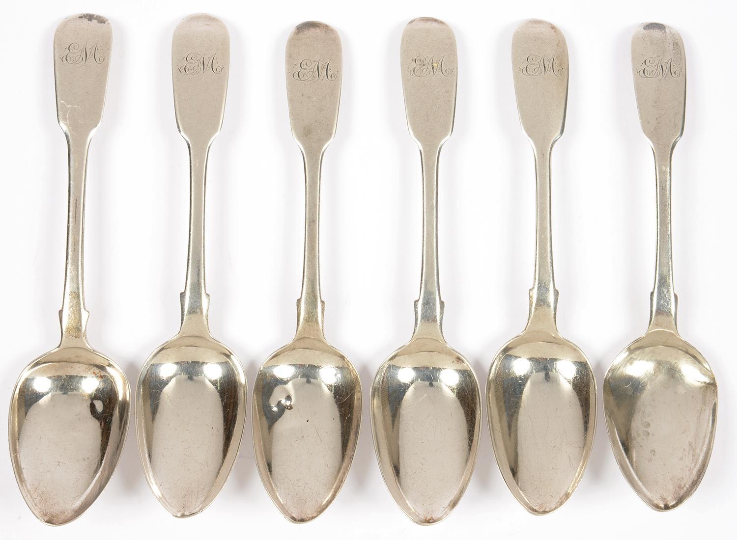 A SET OF SIX VICTORIAN SILVER TEASPOONS, LONDON 1841, 3OZS 15DWTS