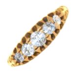 A FIVE STONE OLD CUT DIAMOND RING, IN 18CT GOLD, BIRMINGHAM 1913, 3G, SIZE O½