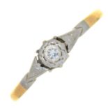 AN EDWARDIAN DIAMOND RING, IN GOLD MARKED 18CT & PT, 1.5G, SIZE R