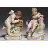 TWO MEISSEN MOTTO CHILDREN, LATE 19TH C modelled Michel Victor Acier in 1777 after the designs of