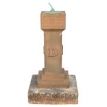 AN EARLY VICTORIAN BRONZE  HORIZONTAL  SUNDIAL AND SANDSTONE PEDESTAL, DATED 1837  the square