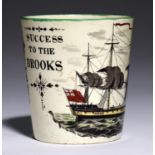 SLAVE TRADE. A RARE LIVERPOOL PRINTED CREAMWARE BEAKER, DATED 1797 transfer printed in black and