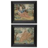 A PAIR OF CANVAS WORK PICTURES,  ENGLISH OR FRENCH, 18TH C of the conversion of St Augustine and the