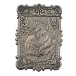 A NORTH AMERICAN SILVER CARD CASE, PHILADELPHIA, MID 19TH C   die stamped with Jupiter and Hebe and,