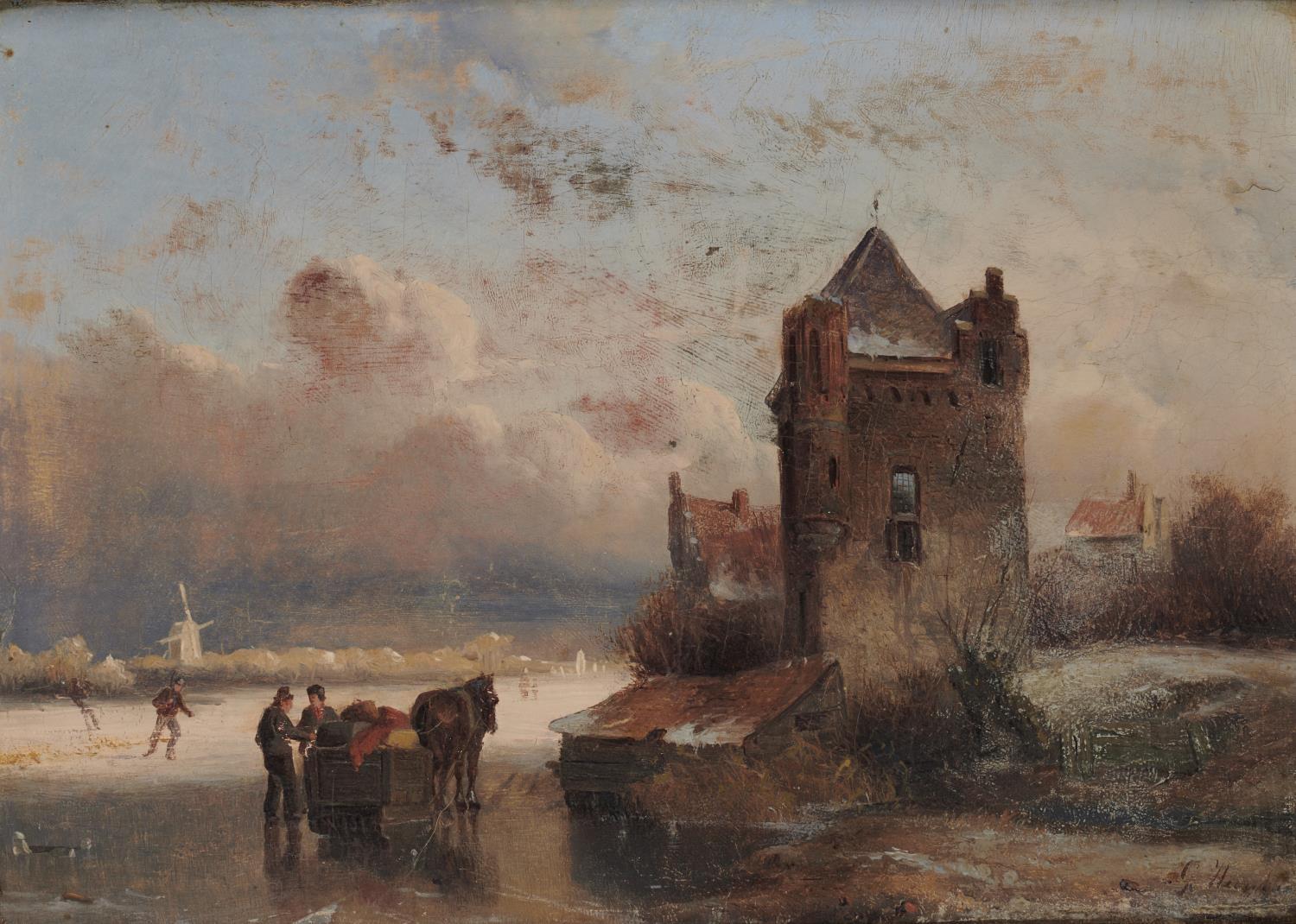 GEGORIUS HEEREBAART (1829-1915) DUTCH WINTER SCENE WITH SKATERS; SUMMER LANDSCAPE WITH FIGURES  a