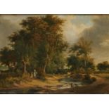 ATTRIBUTED TO GEORGE VINCENT (1796-1834) CROSSING THE BROOK oil on panel, 29 x 39.5cmProvenance: