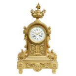 A FRENCH ORMOLU MANTLE CLOCK HENRY LEPAUTE A PARIS, C1850  with enamel dial and bell striking