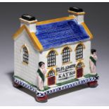 AN PRATTWARE CHAPEL BANK OF THE LARGER SIZE, YORKSHIRE, PROBABLY MEXBOROUGH, DATED 1850  painted