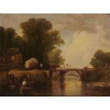 ATTRIBUTED TO SIR AUGUSTUS WALL CALLCOTT, RA (1779-1844) WOODEN BRIDGE oil on canvas, 19 x 24.
