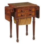 A GEORGE IV ROSEWOOD COMBINED WRITING AND WORK TABLE, C1830  with leather inlet adjustable top