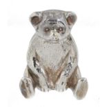 AN EDWARD VIII SILVER TEDDY BEAR NOVELTY PIN CUSHION  3.5cm, by William Adams Ltd, Chester 1936 Good