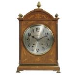 A GERMAN INLAID MAHOGANY BRACKET CLOCK CHARLES HOILE & CO KEW GREEN, EARLY 20TH C  with silvered