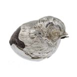 AN EDWARD VII SILVER CHICK NOVELTY PIN CUSHION  5cm, by Sampson Mordan & Co Ltd, Chester 1806,