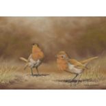 NIGEL HEMMING (1957-) ROBINS; SONG THRUSH a pair, both signed, pastel, 19 x 26.5cm (2) Both in
