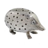 AN EDWARD VII SILVER HEDGEHOG NOVELTY PIN CUSHION  4.2cm l, by Levi & Salaman, Birmingham 1905