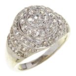 A DIAMOND TIERED CLUSTER RING in platinum, marked PLATINUM, 8g, size Q Good condition