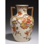 A CALVERT & LOVATT LANGLEY ART POTTERY VASE, C1890-94 decorated by Daisy Calvert with nasturtiums on