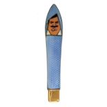 A LACLOCHE FRERES GOLD AND SILVER AND GUILLOCHE ENAMEL PENCIL SHEATH, EARLY 20TH C  with painted