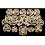 A COALPORT JAPAN PATTERN DINNER SERVICE, C1820 dish 48.5cm l, impressed numerals (23) Hairline crack