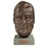 SAMUEL TONKISS (1909-1992) PORTRAIT HEAD OF LAURENCE STEPHEN LOWRY, RA bronze, cast by the Maurice