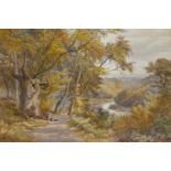 WILLIAM WILDE (1826-1901) A WOODLAND WALK signed and dated '79, watercolour, 50 x 76cm Good