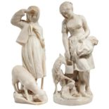 PIETRO BARZANTI (1847-1917) THE GOAT GIRL alabaster, signed and inscribed Firenze, 63cm h and a