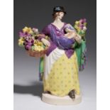 A CHARLES VYSE FIGURE OF THE TULIP WOMAN, 1921  27cm h, painted monogram, CHELSEA and date Pinhead