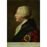 A PAIR OF GEORGE III MEZZOTINTS UNDER GLASS OF GEORGE III KING OF GREAT BRITAIN... AND CHARLOTTE