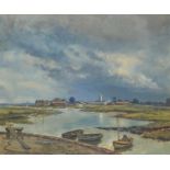 A J HUNT,  20th CENTURY  NORFOLK LANDSCALE  signed, oil on board, 50.5 x 61cm Good condition