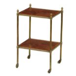 A FRENCH BRASS MOUNTED SATINWOOD, TULIPWOOD,   PARQUETRY AND LINE INLAID ETAGERE, LATE 19TH C with