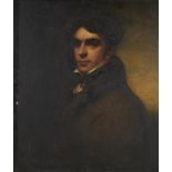 FOLLOWER OF  JOHN OPIE  PORTRAIT OF A YOUNG MAN   bust length in a brown coat, oil on canvas laid on