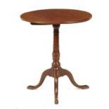 A GEORGE III ELM TRIPOD TABLE, LATE 18TH C the round top on vase knopped pillar, 69cm h, 63cm diam