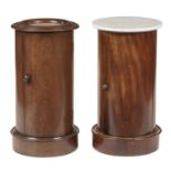 TWO VICTORIAN CYLINDRICAL POT CUPBOARDS, C1870   72cm h In good condition