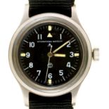 AN INTERNATIONAL WATCH CO BRITISH MILITARY ISSUE WRISTWATCH No1212194, black dial with broad arrow