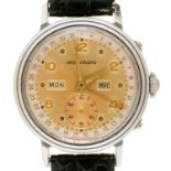 A MOVADO STAINLESS STEEL GENTLEMAN'S CHRONOGRAPH WRISTWATCH WITH DAY AND MONTH Ref 6953, No C486953,