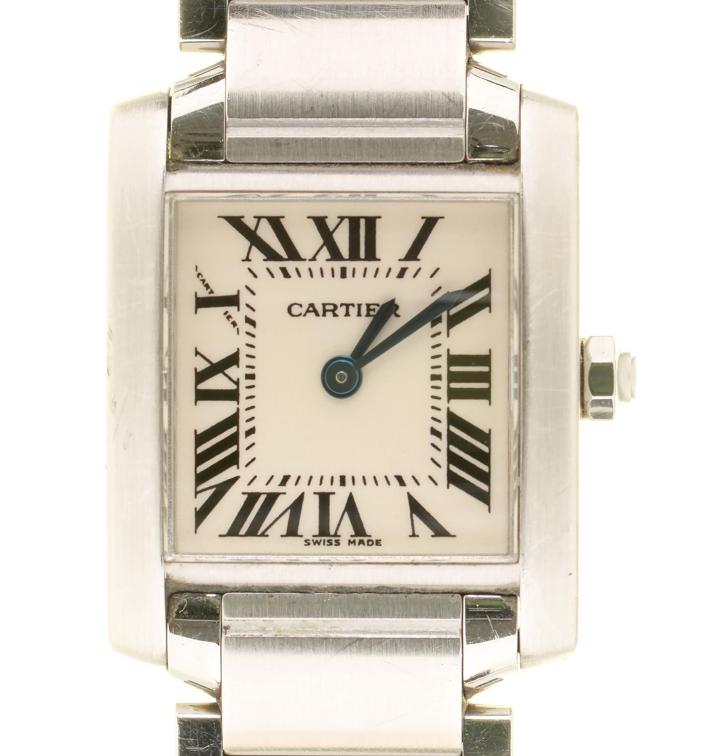 A CARTIER STAINLESS STEEL LADY'S WRISTWATCH TANK FRANCAISE  Ref 2384, No 846893CD, quartz