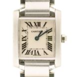 A CARTIER STAINLESS STEEL LADY'S WRISTWATCH TANK FRANCAISE  Ref 2384, No 846893CD, quartz