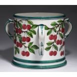 A ROBERT HERON & SONS WEMYSS WARE  TYG OF THE LARGEST SIZE, C1900  painted with cherries, 23.5cm