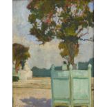 WILLIAM ALEXANDER GAW (1891-1973) THE TERRACE (RECTO); STUDY OF SCULPTURE (VERSO)  signed, oil on