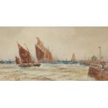 THOMAS BUSH HARDY RBA (1842-1897) FISHING BOATS AT CALAIS signed and dated 1889, watercolour, 25 x