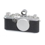 A LEICA IF CAMERA, NO 683463, 1955 leather eveready case and a Leica lens hood Camera body in good