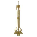 A NEO CLASSICAL STYLE GILT BRASS STANDARD LAMP, EARLY 20TH C  on six paw feet, 144cm h excluding