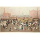 HELEN BRADLEY, MBE (1900-1979) HOLLINWOOD MARKET reproduction printed in colour, signed by the