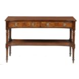 A REGENCY MAHOGANY SIDE TABLE, EARLY 19TH C of concave fronted  form, crossbanded throughout and
