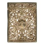 A WILLIAM IV DIE STAMPED SILVER OPENWORK CARD CASE  both sides decorated with foliage around a