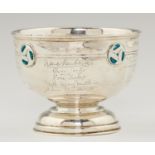 A LIBERTY & CO  SILVER AND TRANSLUCENT ENAMEL ROSE BOWL, engraved with facsimile signatures of 24